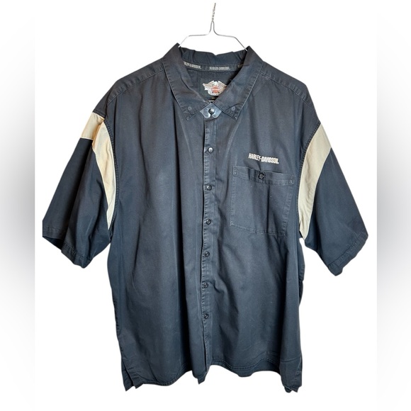 Harley Davidson Black Button Down Embroidered Logo Shirt Size XXXL - Picture 2 of 4